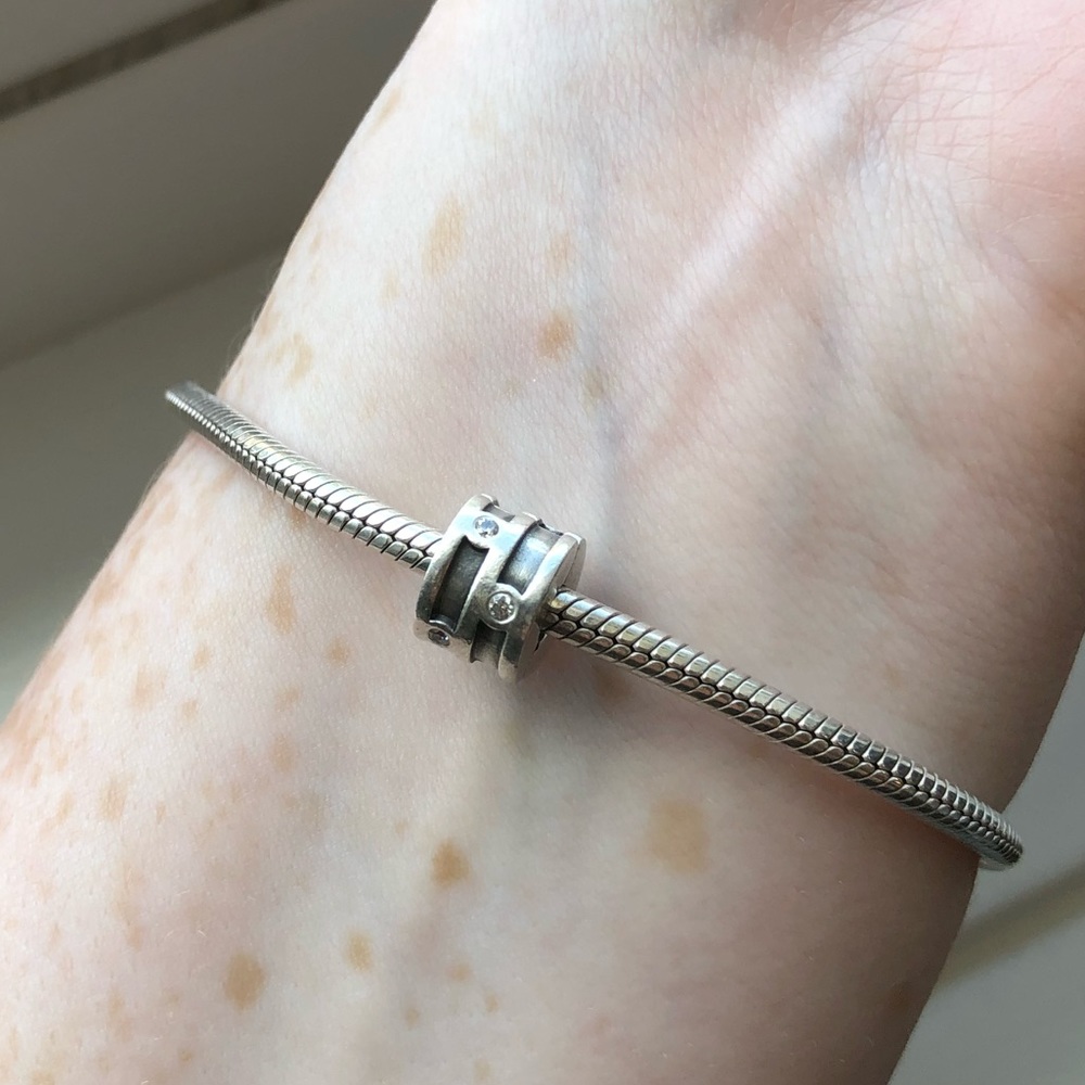 Pandora Silver and Zirconia Stripe Clip Charm